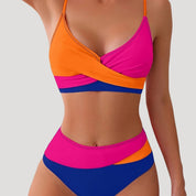 Color block high-waist bikini set