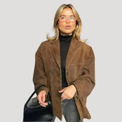 Women’s long suede smart oversized trench coat