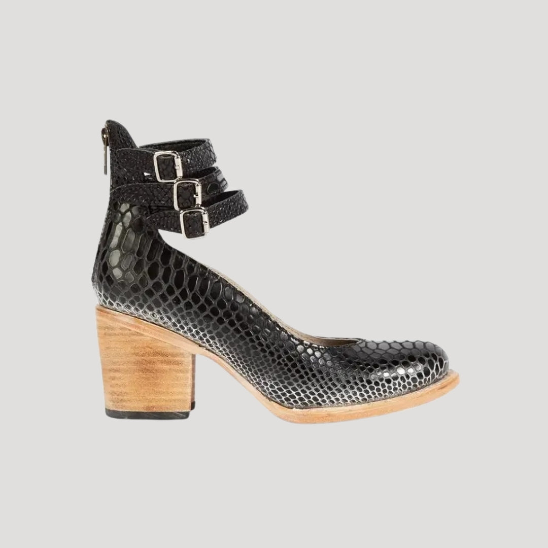 Women’s mid block heel closed toe shoes