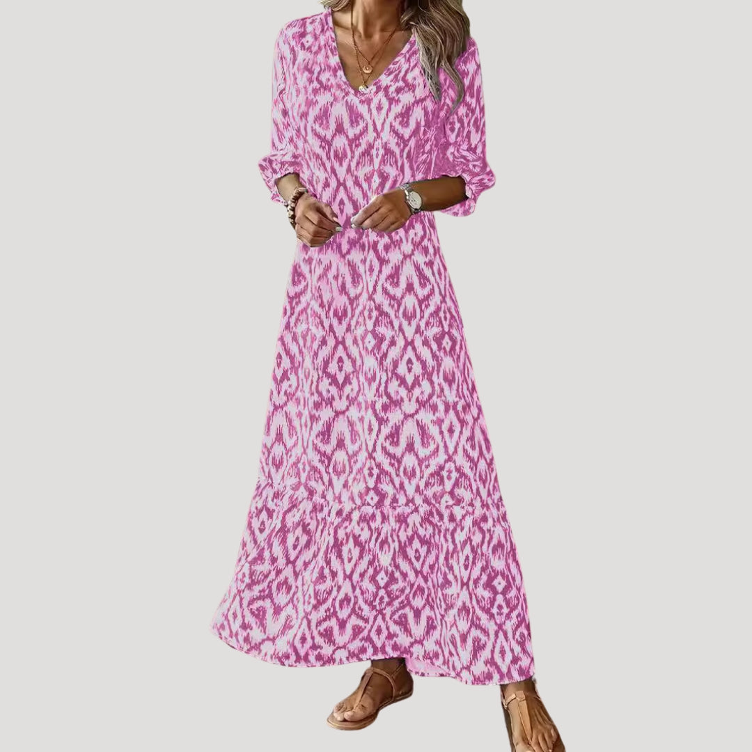Women’s v neck printed maxi dress