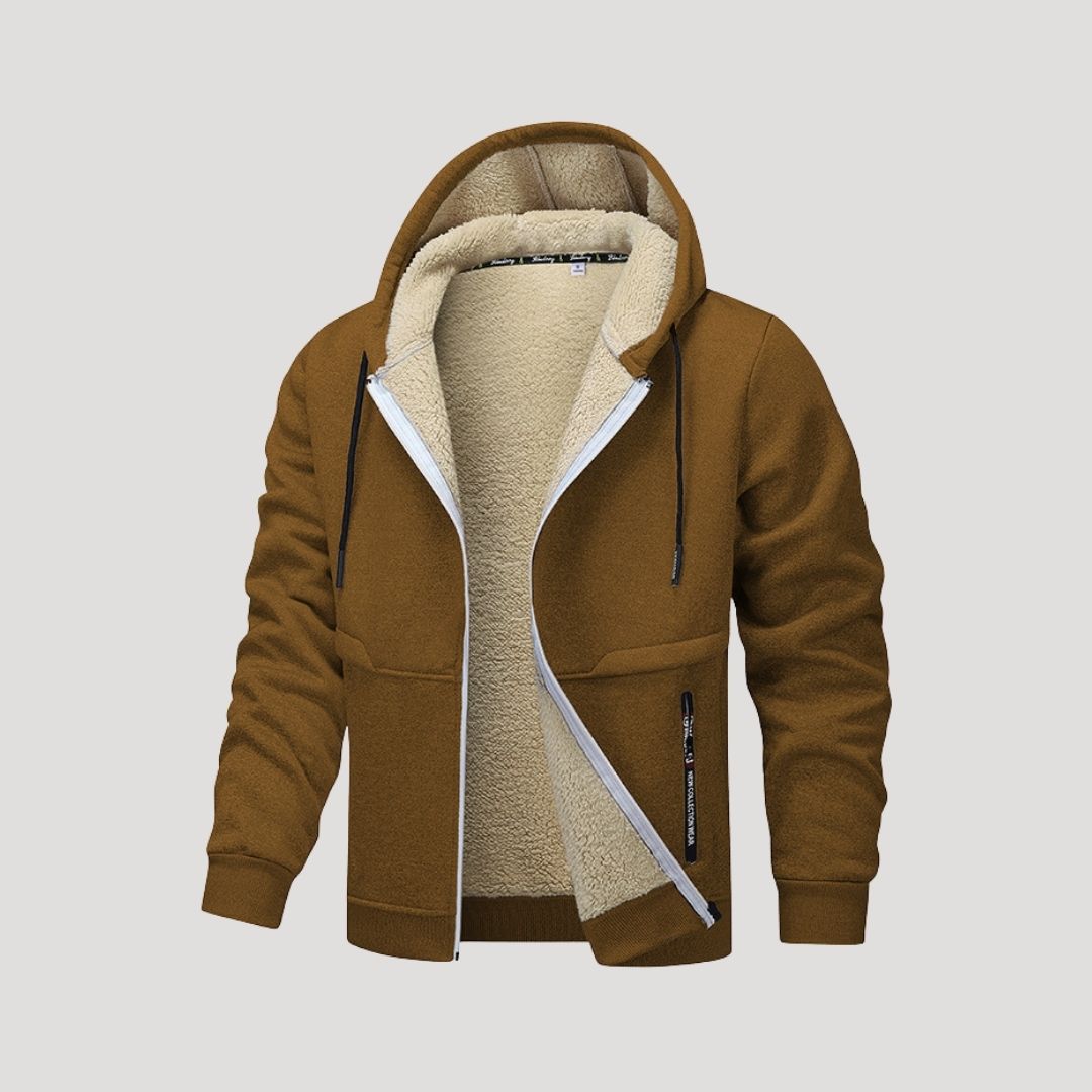 Men’s fleece zip up winter coat hoodie