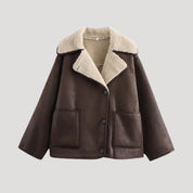 Women shearling collar winter coat