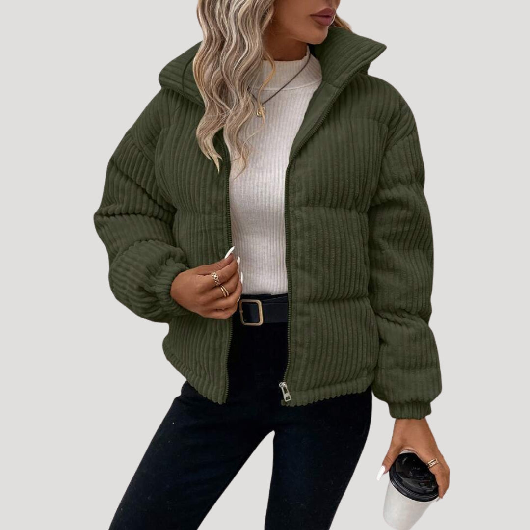 Women’s corduroy bomber jacket fleece lined winter style