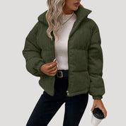 Women’s corduroy bomber jacket fleece lined winter style