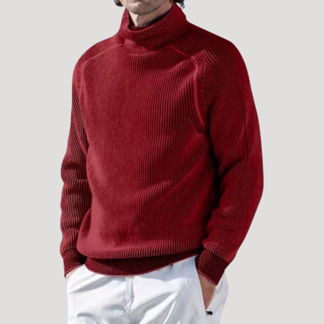 Men’s ribbed knit turtleneck high neck winter jumper