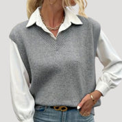 Women’s knitted v neck sleeveless jumper vest