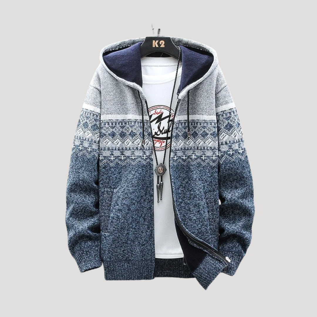 Men plaid hooded winter jacket