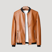 Men’s faux leather bomber jacket zip front