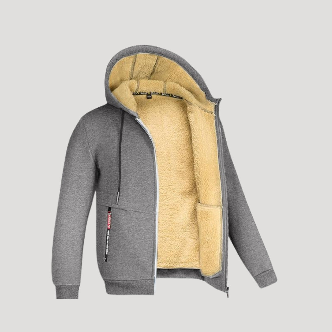 Fleece-lined zip-up hoodie