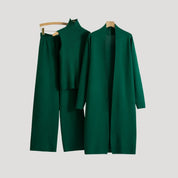 Women’s knitted co ord longline cardigan turtleneck jumper trousers