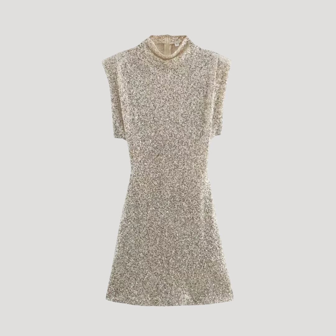 Glitter high-neck party dress