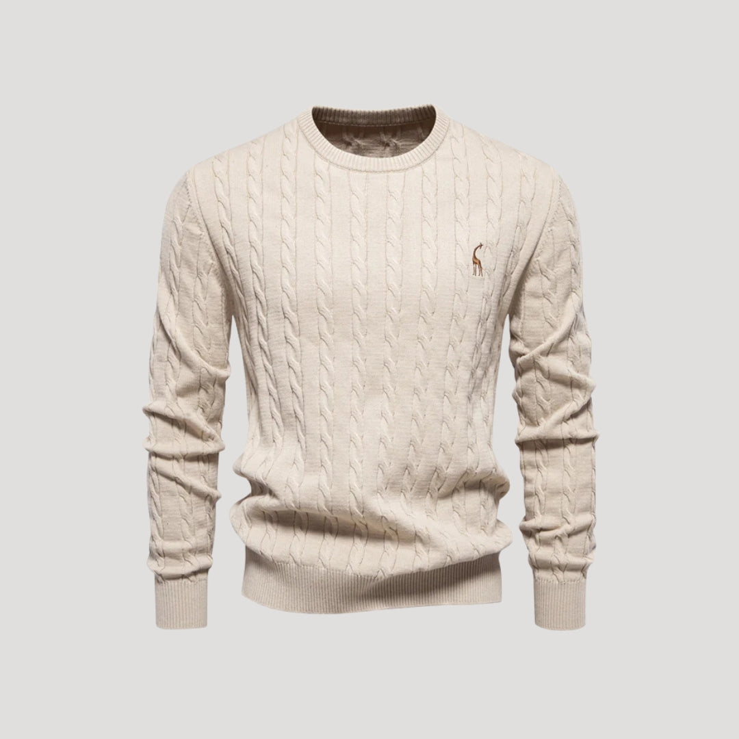 Men cable-knit cotton sweater