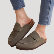 Women’s suede slip ins – wide fit flat clogs