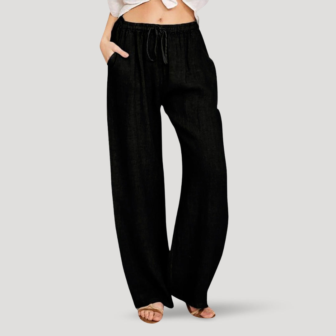 Casual linen drawstring trousers