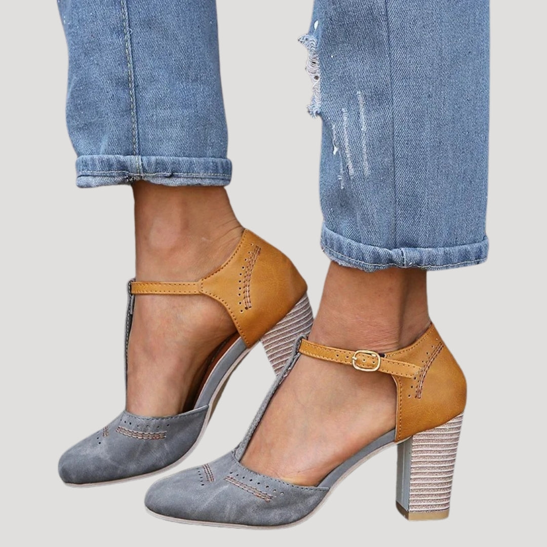 Women’s block heel Mary Jane shoes – T strap
