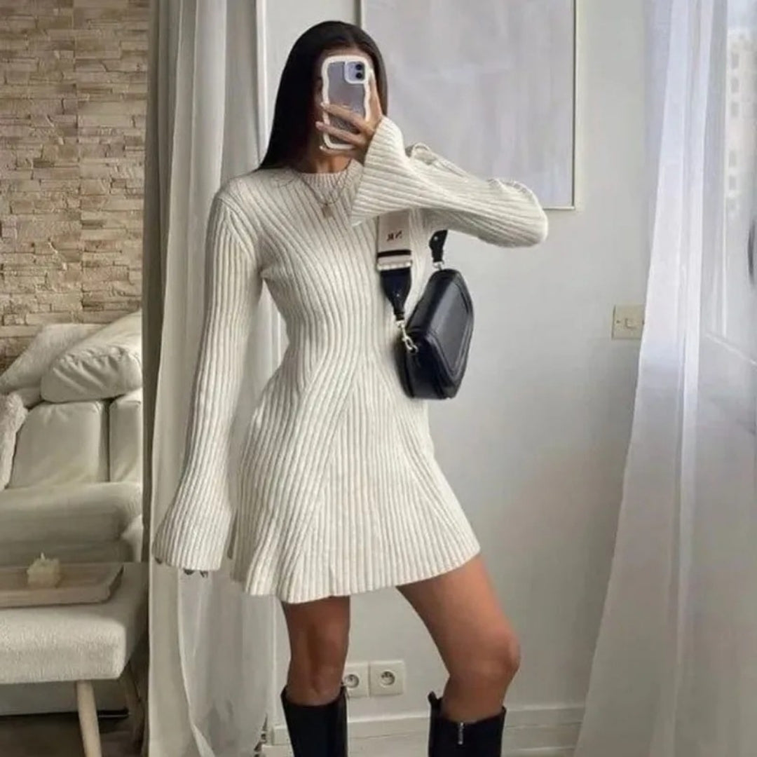 Ribbed knit sweater dress