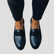 Women’s black leather loafers smart slip ins shoes