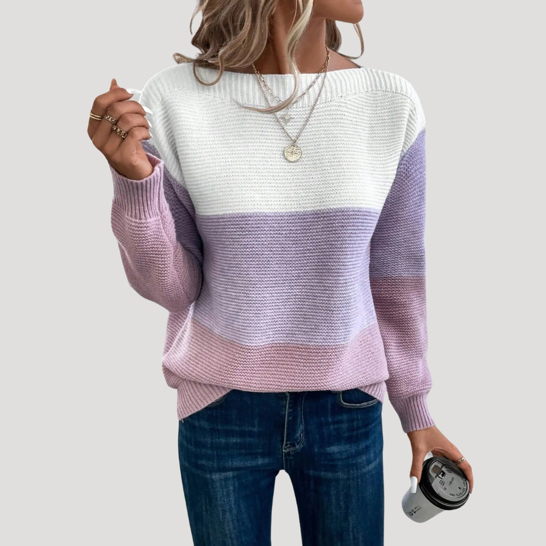 Women color-block knit sweater