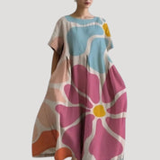 Women’s floral printed short sleeve midi dress