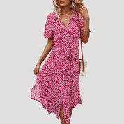 Women’s floral v neck short sleeve midi dress