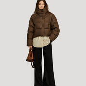 Women’s cropped puffer jacket quilted padded winter coat