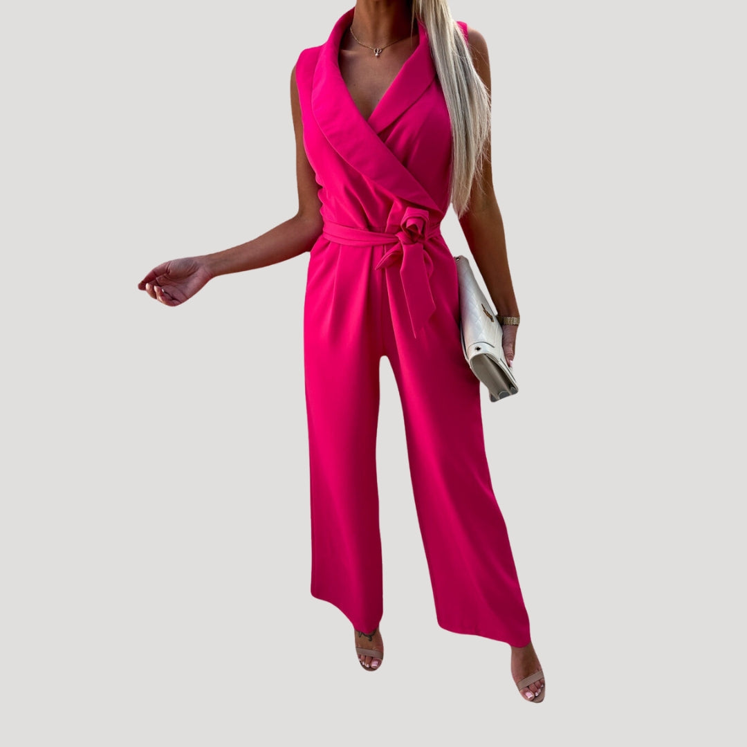 Women’s sleeveless wrap wide leg occasion jumpsuit
