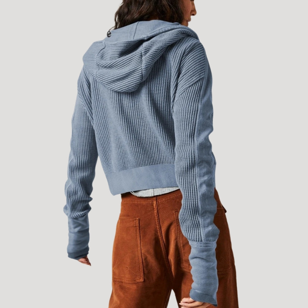 Women’s cropped zip up knit jumper top