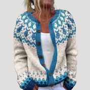 Women’s patterned knit button long sleeve cardigan