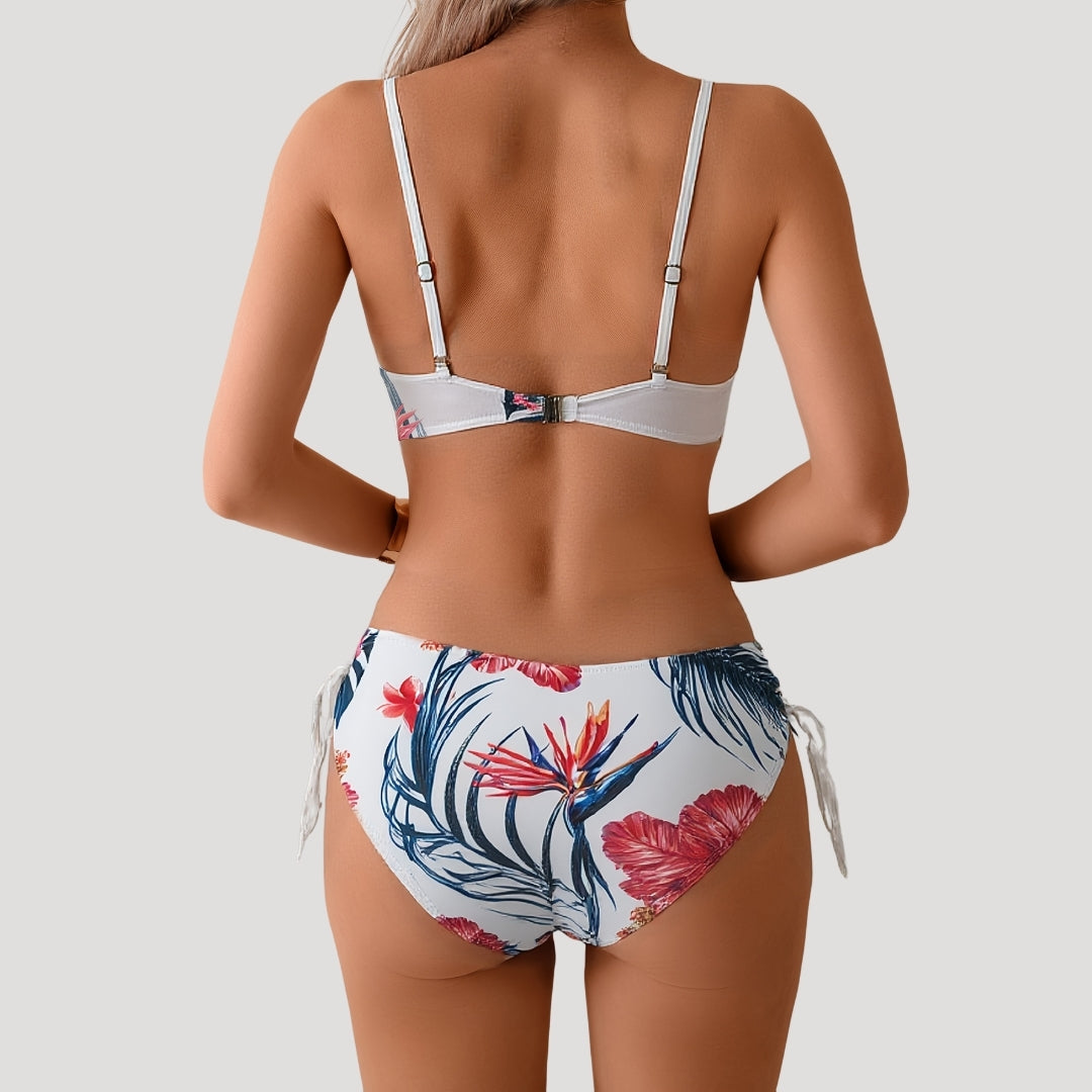 Tropical print underwire bikini set