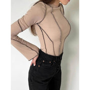 Contrast stitch fitted long-sleeve top