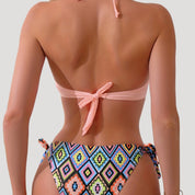 Boho print bandeau bikini set