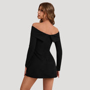 Off shoulder black mini dress