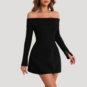 Off shoulder black mini dress