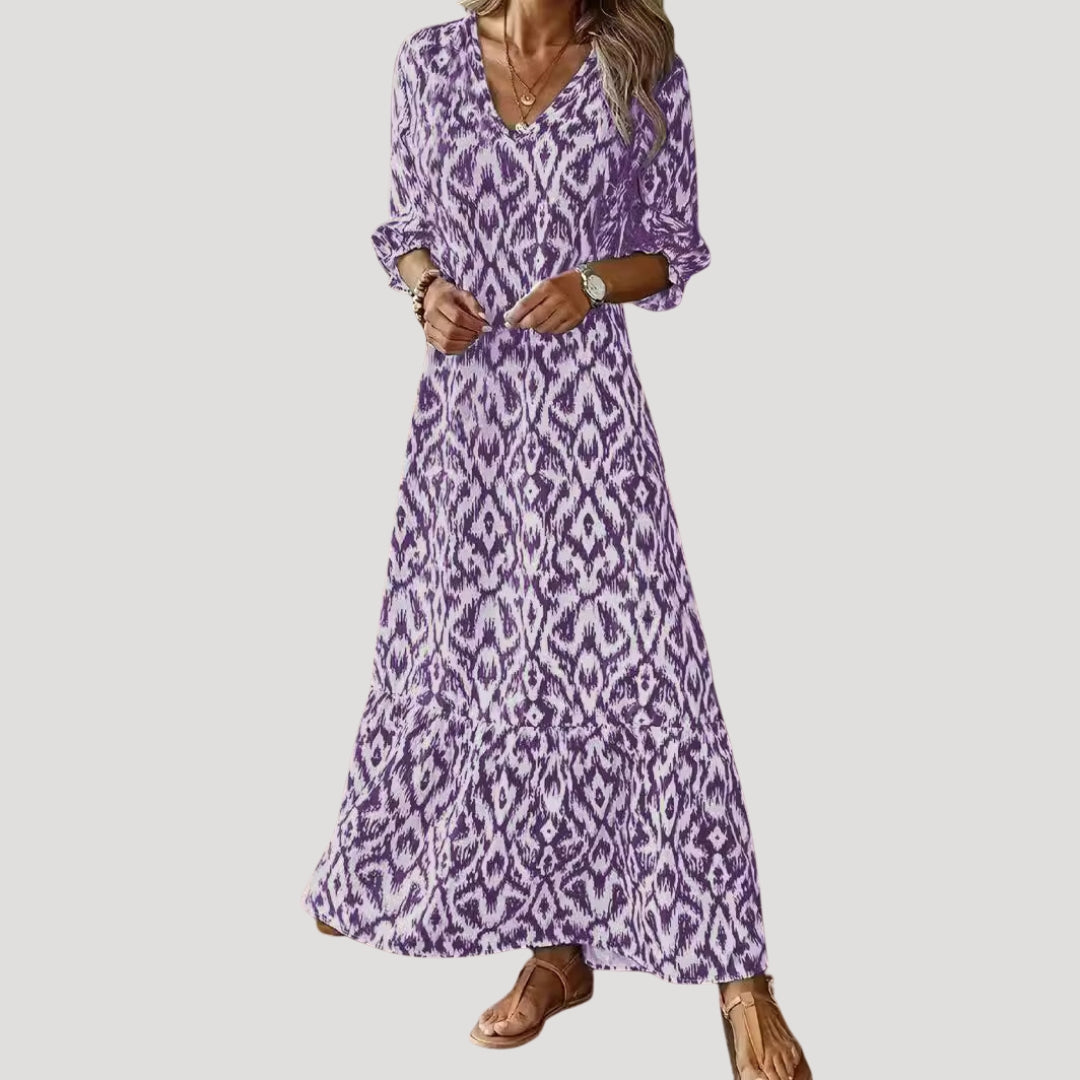 Women’s v neck printed maxi dress