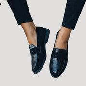 Women’s black leather loafers smart slip ins shoes