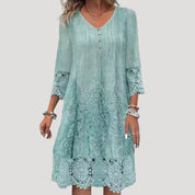 Women’s embroidered three quarter sleeve midi day dress