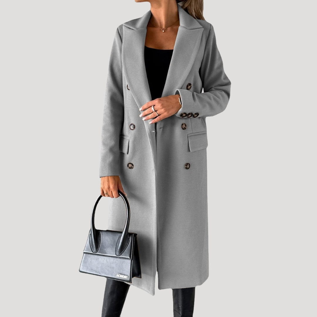 Women’s long winter coat – double breasted tailored fit