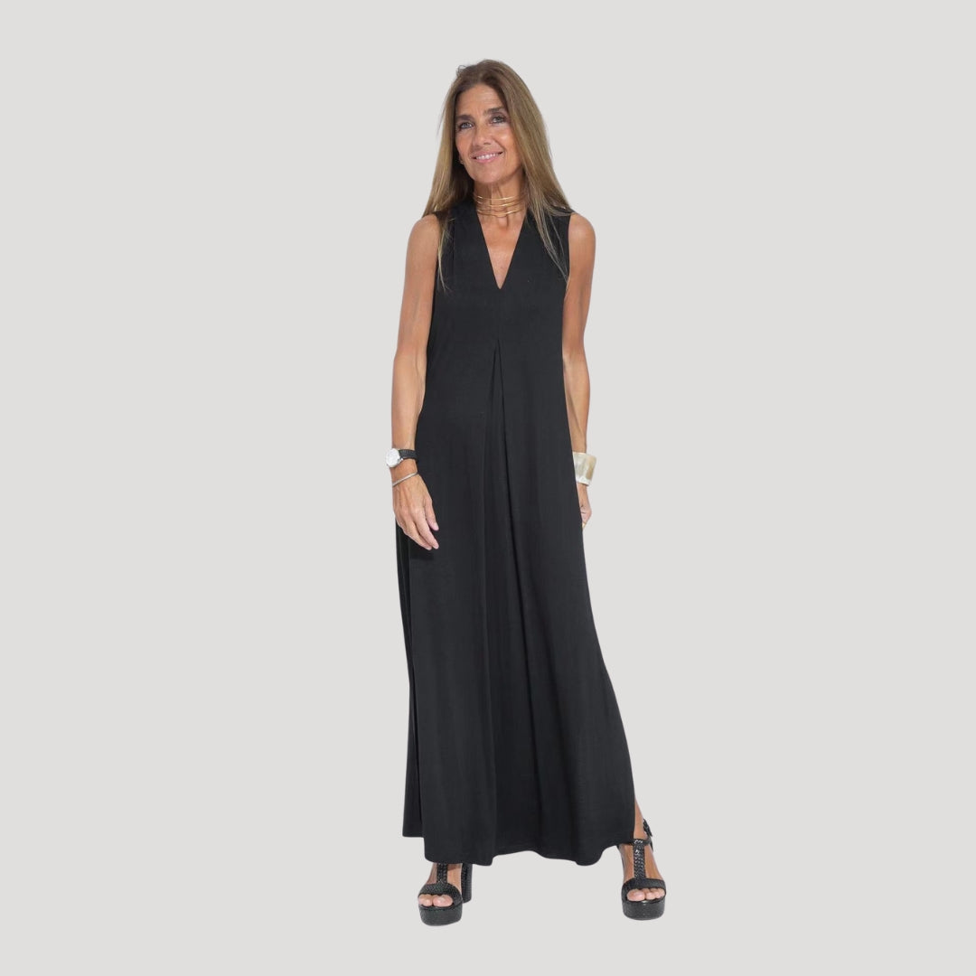 Women’s sleeveless v neck jersey maxi dress