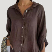 Women’s linen long sleeve button shirt blouse