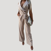Women’s sleeveless wrap wide leg occasion jumpsuit