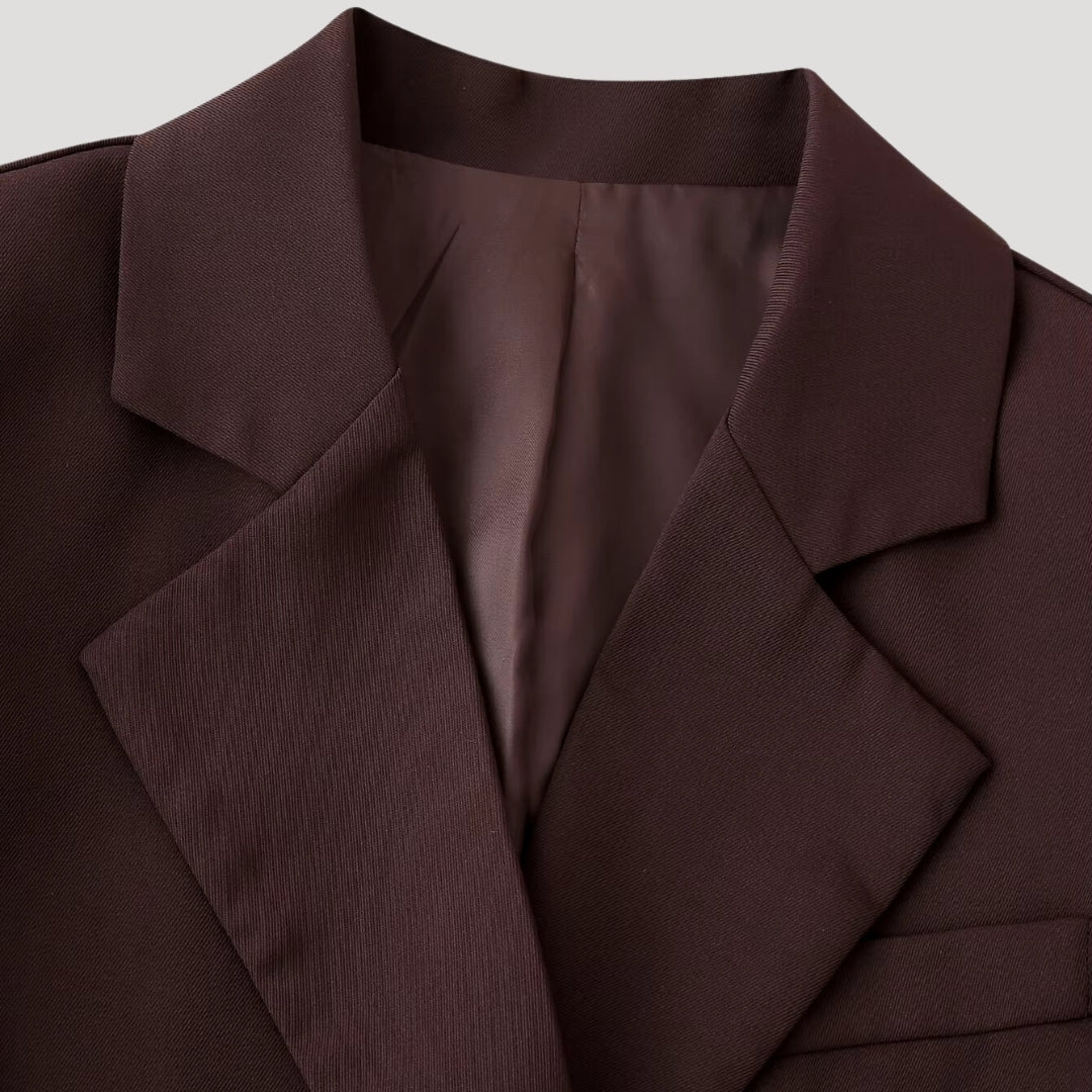 Chocolate brown tailored double-breasted blazer