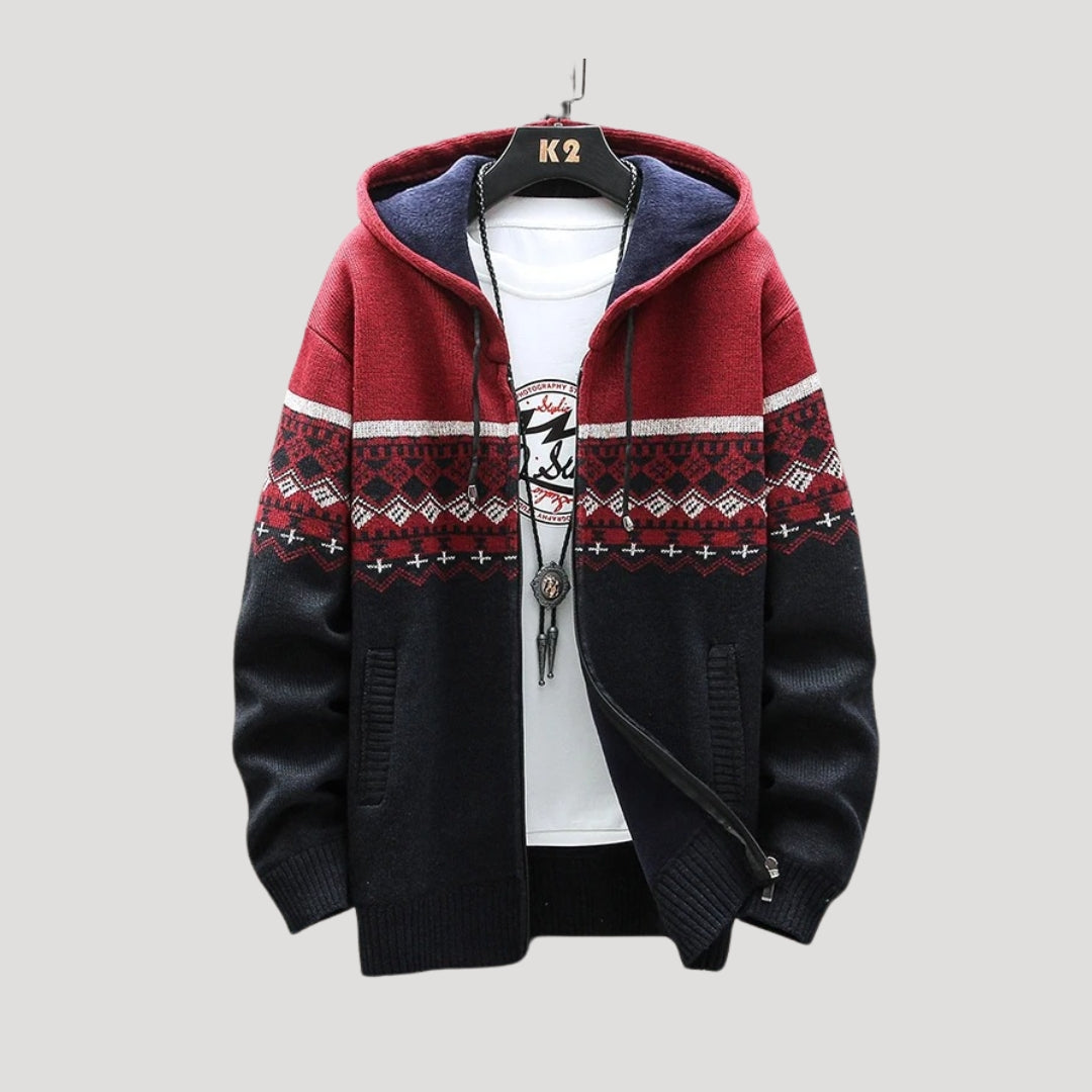 Men plaid hooded winter jacket