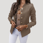 Women’s tailored spring jacket with button fastening