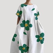 Women’s floral printed short sleeve midi dress