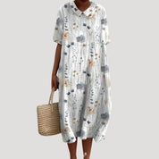 Women’s short sleeve loose fit midi shirt dress