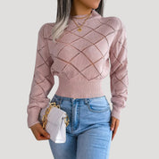 Women's cropped knit pullover sweater