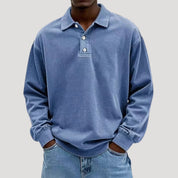Men’s long sleeve polo top in brushed cotton