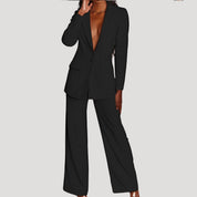 Women's blazer and trousers set wide leg suit co ord