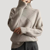 Women diamond-pattern turtleneck sweater