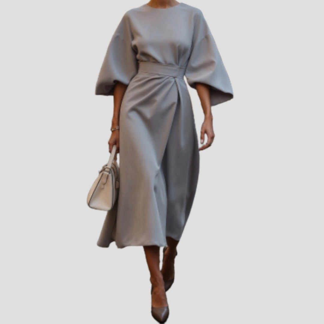 Women’s batwing sleeve belted wrap midi dress